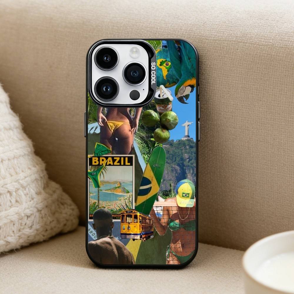 

Brazil Brasil Summer Phone Case For iPhone 16,15,14,13,12,17,Pro,MAX Black Matte Shockproof Cover iPhone12PROMAX