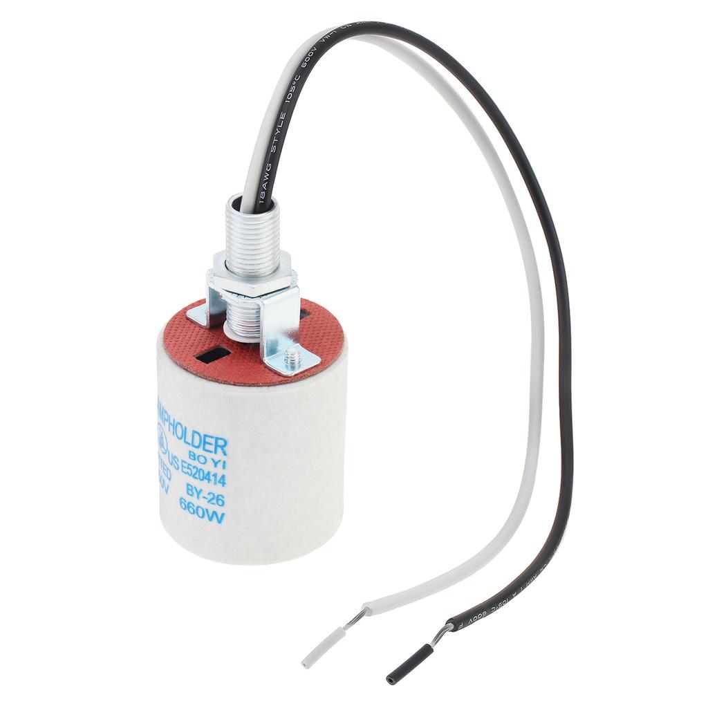 Ceramic E26 Light Socket High Temperature Resistant Porcelain Lamp Holder Heavy Duty Incandescent LED Bulb Replacement Includes Wire Easy Install