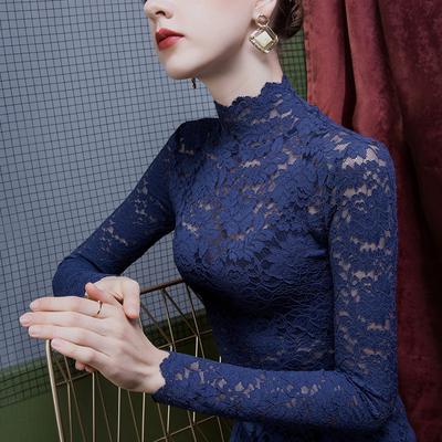 Őszi és téli csipke aljszőrű női magas nyakú, karcsúsított plüss, vastagított nyugati divatos testpóló Téli új stílus