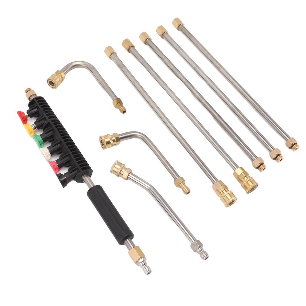 Pressure Washer Extension Wand 5 Straight Rod 3 Curve Rod Set Power Washer Lance with 6 Nozzles