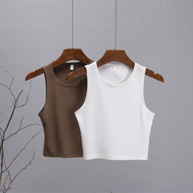 Hirsionsan Summer Solid Short O Neck Knitted Tank Women Casual Skinny Camis Vest Female Sleeveless Shoulderoff Sexy Tops