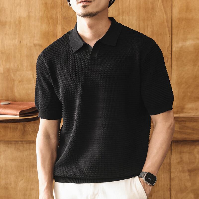 Jie Lei Nuo Men s American Retro Ice Silk Knit Polo Shirt 2XL