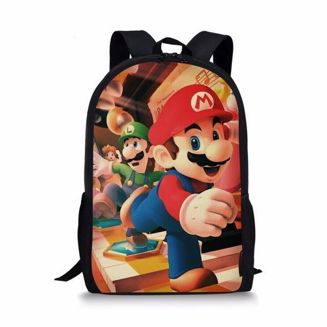 Double Super Mario Shoulder School Bag With Durable Material Pattern Playful