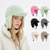 Padded Thermal Pullover Bomber Hat Adjustable Buckle Ear Flap Hat Retro Trapper Hat  Winter