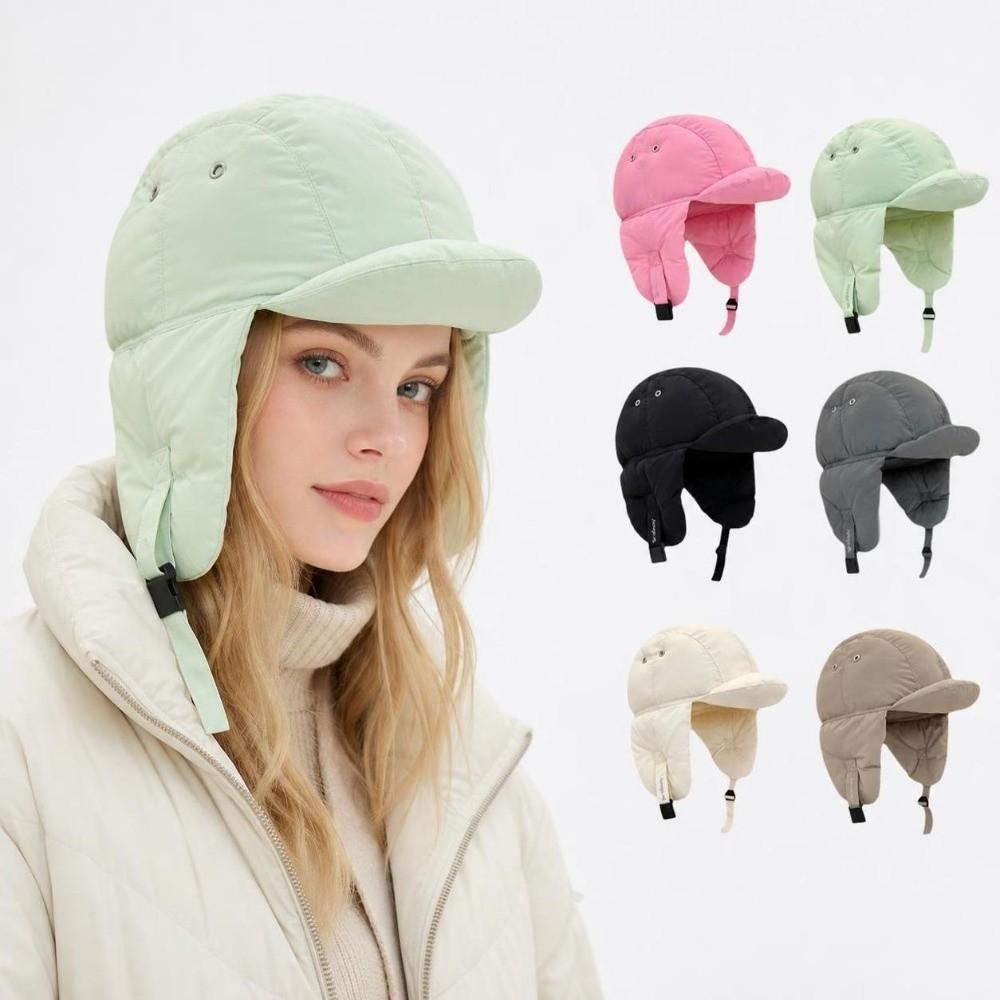 Padded Thermal Pullover Bomber Hat Adjustable Buckle Ear Flap Hat Retro Trapper Hat Winter