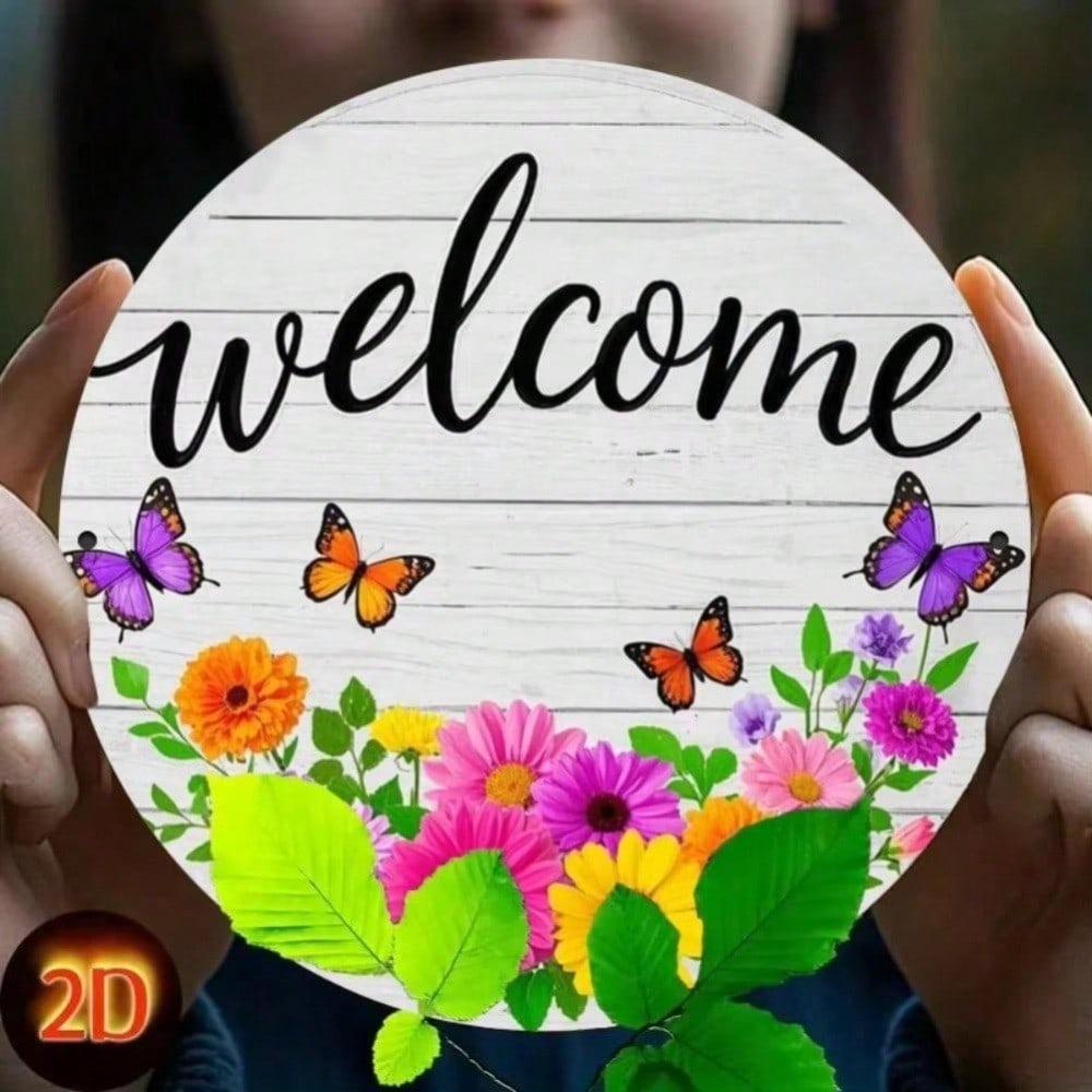 Vintage Metal Butterfly Wall Art 2D Farmhouse Door Hanging Sign Porch Window Decor Indoor Outdoor Tin Painting