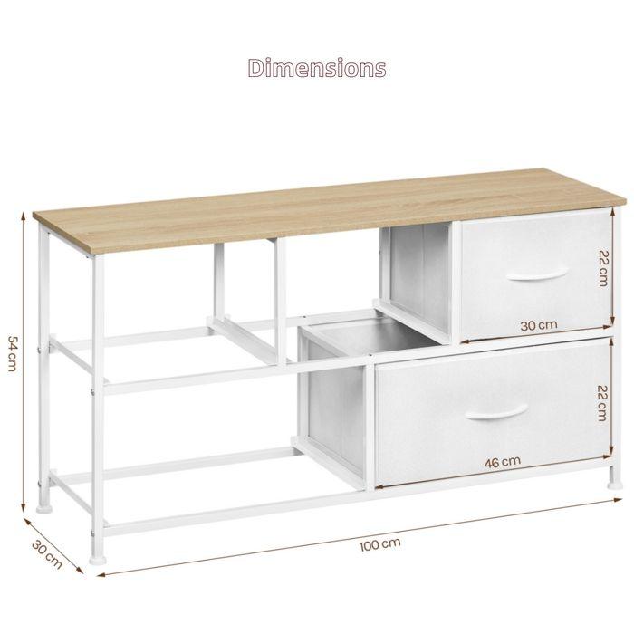 WOLTU Bedroom Chest of Drawers - 5-Drawer Fabric Cabinet - Engineered Wood and Metal - White W0ITT5025