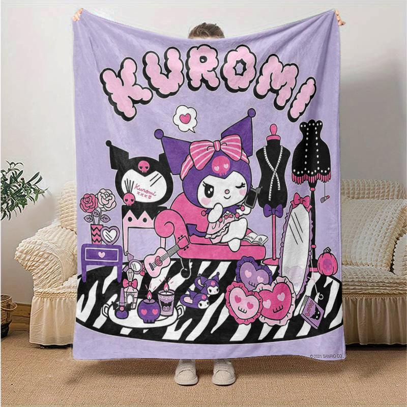 

1pc Kuromi s Cozy Corner Blanket, Seasonal Home Decorative Throw for Room, Cute Gift Idea, Living Room, Travel, Camping, Car Blankets, Beach, Office N 130x150cm