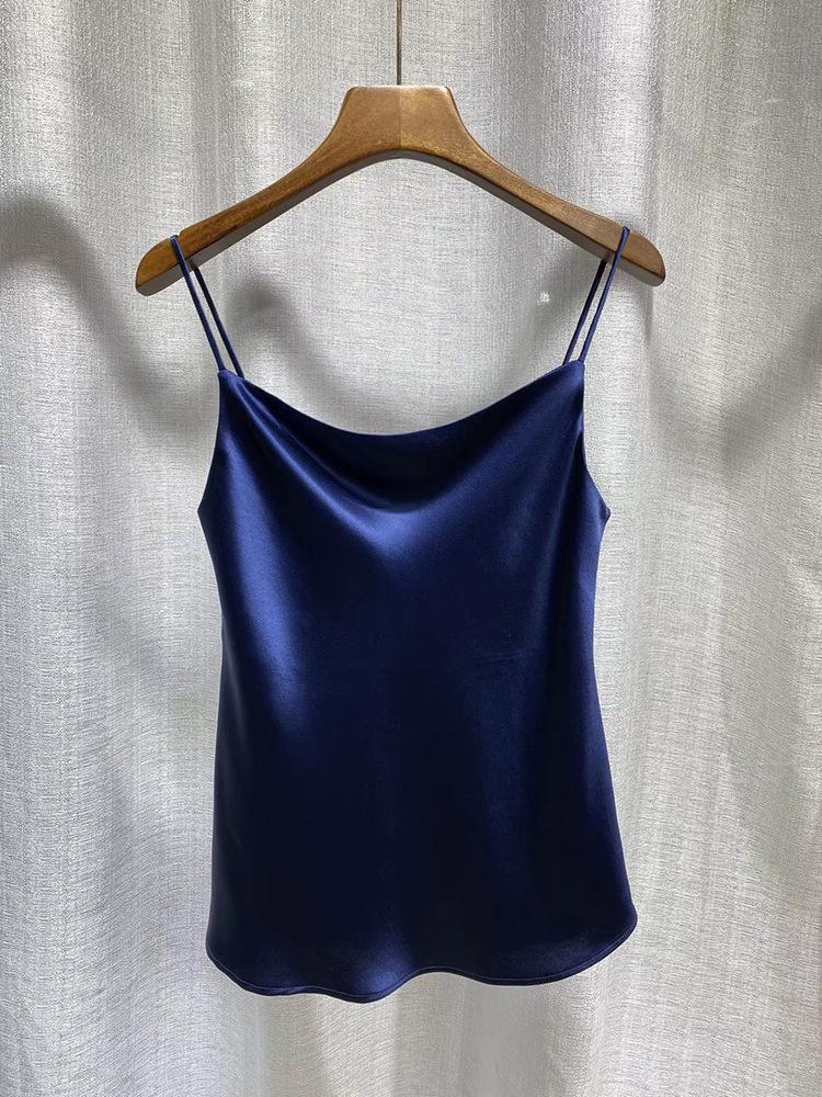 Women's Multicolor Satin Drape Camisole - Elegant Loose Fit with an Acetate Inner Layer