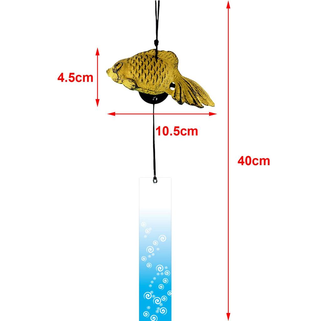 Cast Iron Wind Chime Goldfish Bless Bell Pendant Memorial Sympathy Small Wind Chime for Outside Balcony Patio Room Indoor