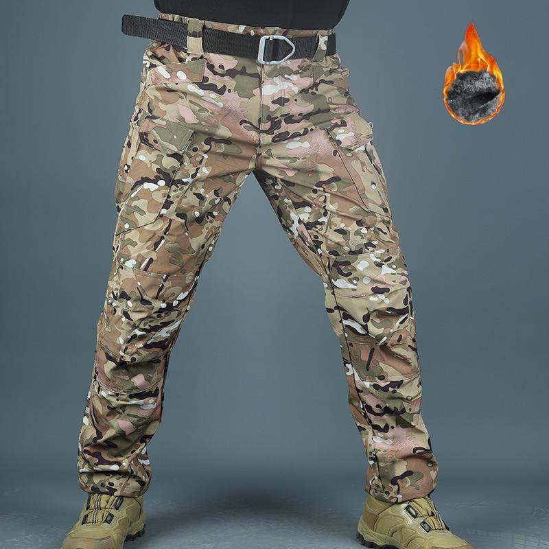 New Men's Casual Waterproof Outdoor Trekking Tactical Trousers  Multi-pocket Breathable Work Pants Cargo Pants Military Army Pants Padded and Warm