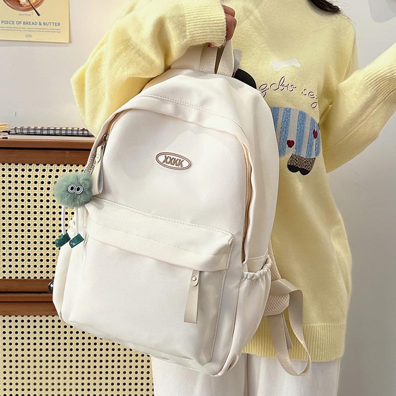 Solid Color Student School Bag Women's Large Capacity Backpack Campus Backpack