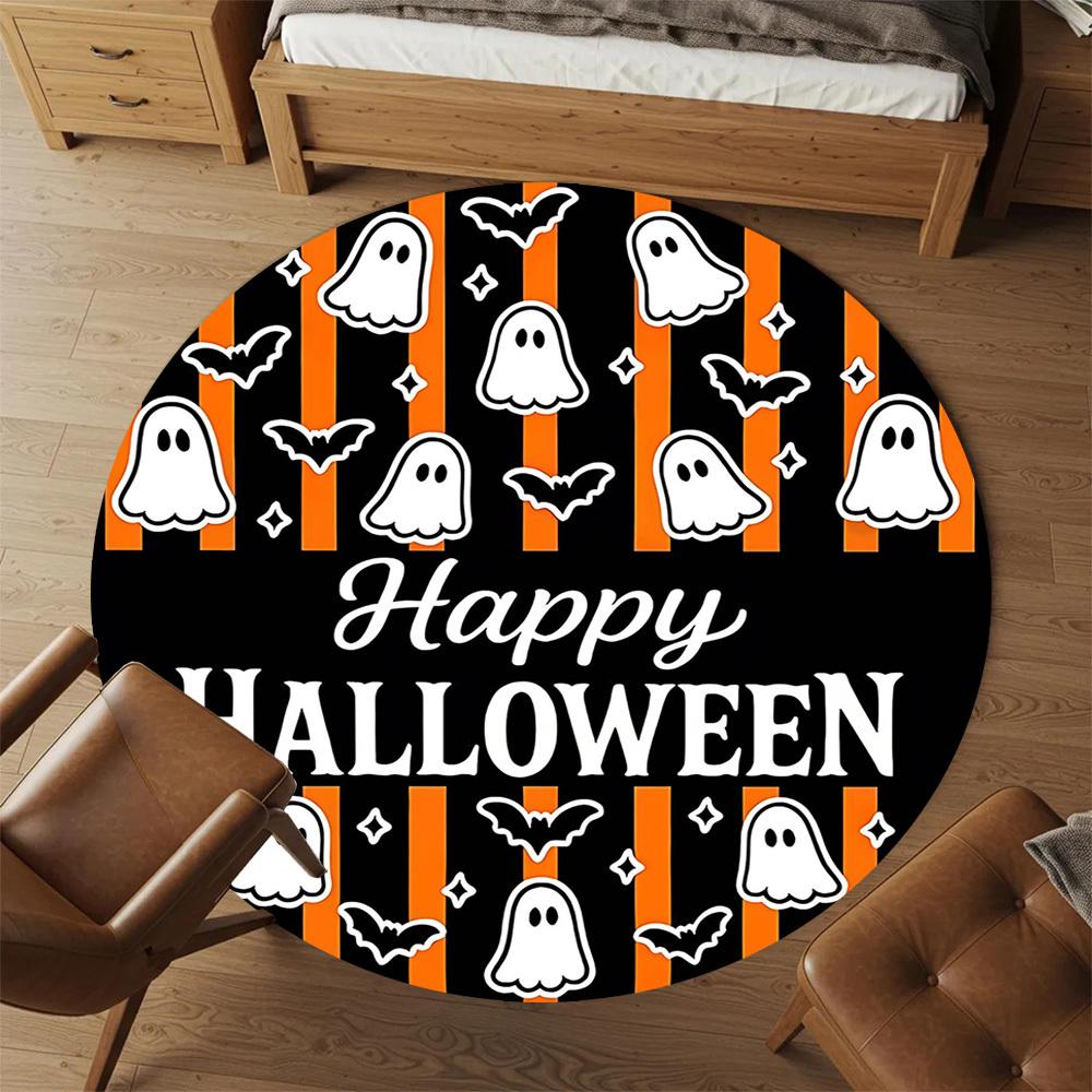 1pc Happy Halloween Round Chair Mat Area Rug - Non-Slip, Floor Mat for Office, Bedroom, Home Decor Christmas Gift-1002352
