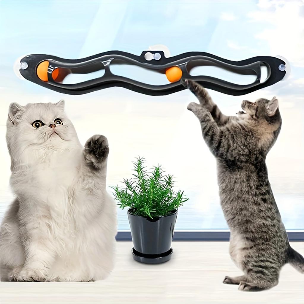 Toy -Shaped Track Ball with Three Suction Cups for Glass and Wall Interactive Play
