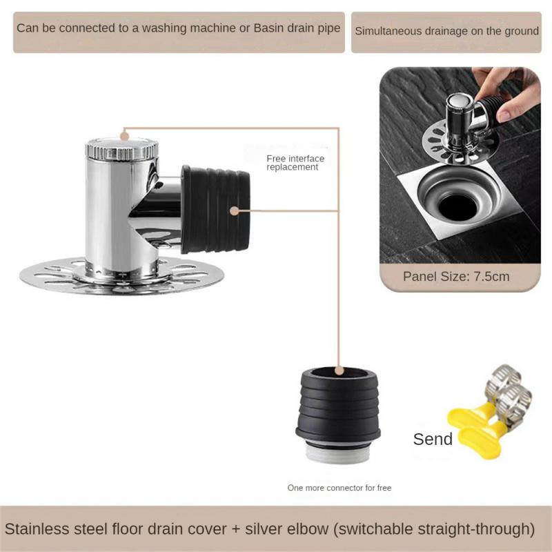 Washing Machine Floor Drain Adapter Anti-overflow Bathroom Pipe Sewer Connector Dishwasher Drain Deodorant Sealing Ring Adapter