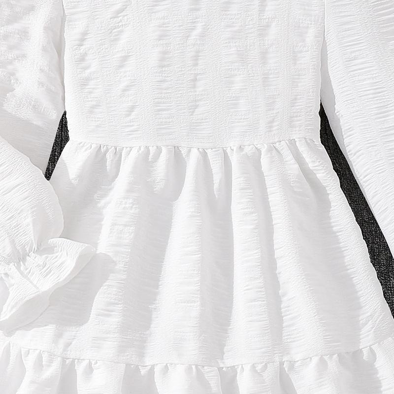Jenteklær 2025 Høst Ny Fe Langermet Chic Sløyfe Midilengde Kjole