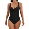 2024 Fashion Solid Color Slimming One-Piece Swimsuit – European American Sexy Tummy Concealing Backless Swimwear