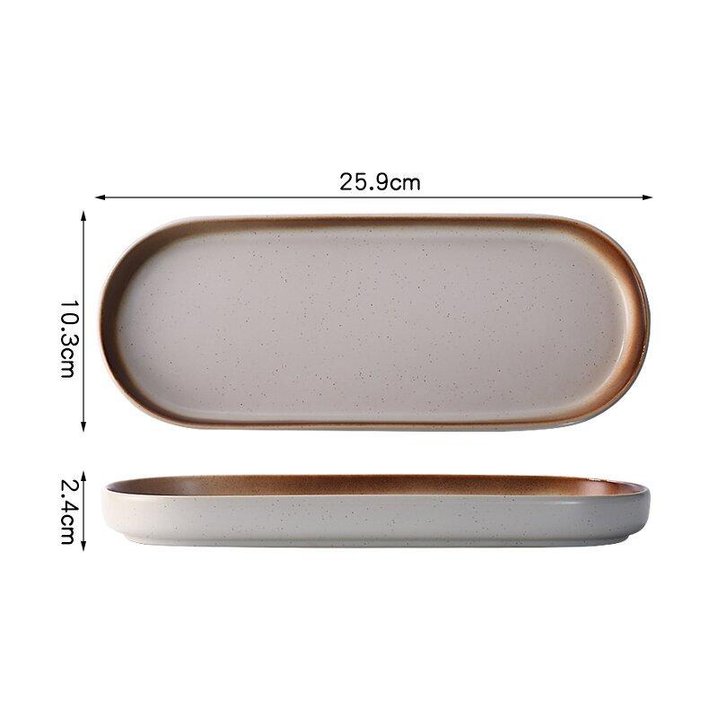 

Japanese Retro Ceramic Sushi Plate Rectangular Iron Style Dish for Home Dining
