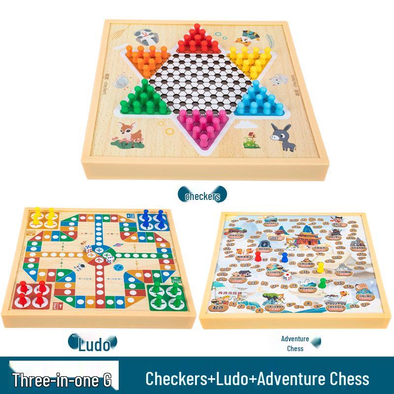 Multi-Board Game Set: Go-Moku, Checkers, Chinese Checkers, Chess, Animal Chess, Army Chess – Parent-Child Educational Toy