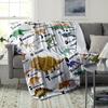Cozy Dinosaur Cartoon Flannel Throw Blanket - Soft, Warm & Allergy-Friendly for Couch, Bed, Office - Perfect Gift for Halloween & Christmas