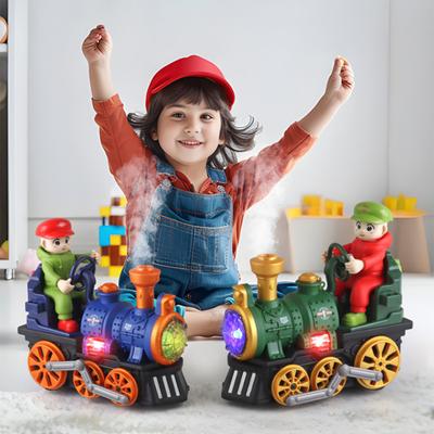Çocuklar için Elektrikli Buharlı Tren Oyuncak LED Işık Müzik Sprey Klasik Tren Oyuncak Pil ile Çalışan Lokomotif Oyuncak Yürümeye Başlayan Çocuklar Erkek Kız Hediye