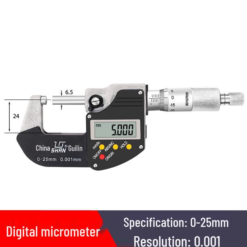 Guilin Guilang Electronic Digital Micrometer 0-100mm, 0.001mm Precision Gauge