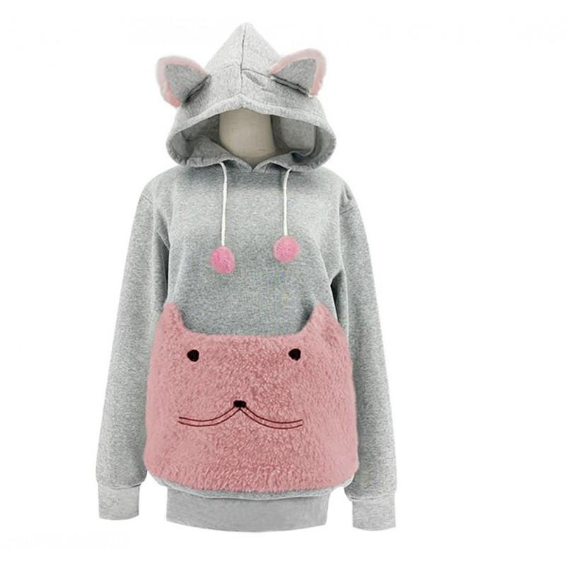 Damen Übergroßes Kapuzensweatshirt Mit Stickerei Große Vordertaschen Streetwear Lässiges Langarm-Oberteil