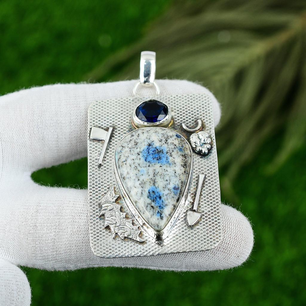 Natural K2 Jasper Gemstone Pendant 925 Sterling Silver Indian Jewelry For Girls
