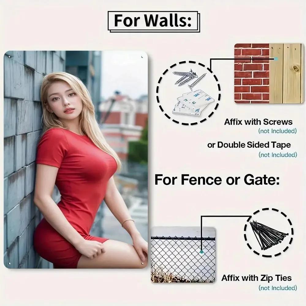 Vintage Metal Wall Art Blonde Woman Silhouette, Iron Aluminum Decor for Bedroom Living Room Home