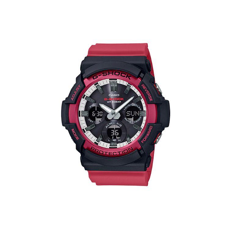 Casio G-Shock Series Shock Resistant Waterproof Sports Watch Men Watches Black Red GAS-100RB-1A Black Dial Red Strap