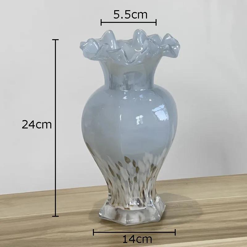 

Gradient Color Glass Vase Crafts Artificial Flowers Decorative Flower Arrangement Desk Decoration Floral Bottle Mouth Vases