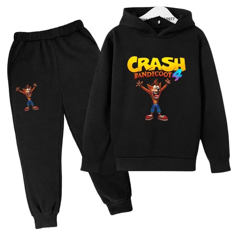 

Детские Мультяшные Игровые Костюмы Crash Bandicoot Весна Осень Толстовка с Капюшоном+Штаны 2 шт. Мальчики Девочки Повседневная Одежда Спортивные Костюмы 110