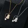 2023 Women's Niche Zircon Bear Necklace: Tassel Pearl Clavicle Choker