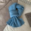 New atmosphere solid color knitted scarf women's winter Korean soft waxy skin-friendly warm wool scarf student