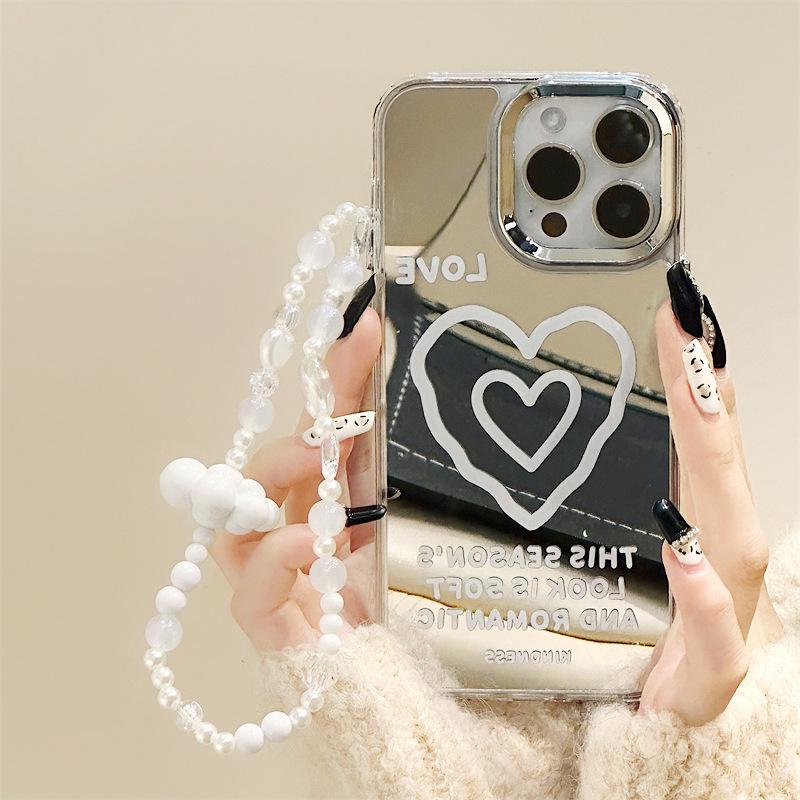 Ins-Style iPhone 16 Pro Case: Love 13 Mirror 3-in-1, Fits iPhone 15/14 Pro