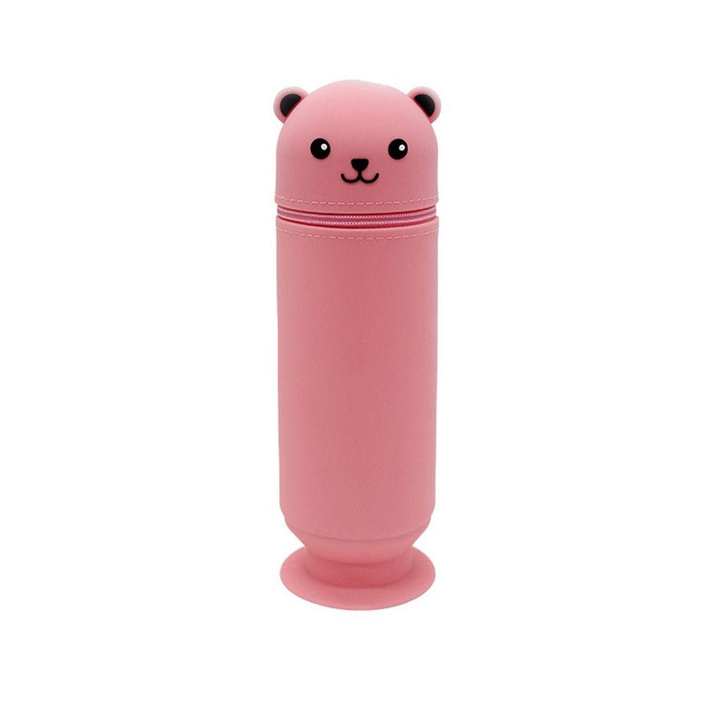 Silicone Pencil Pouch Soft Stationery Box INS Cartoon Bear Pencil Case  Children Gifts