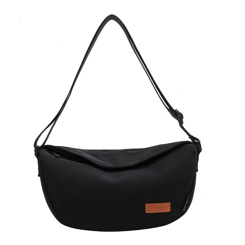 

Ins Большая вместимость Холщовая сумка Harajuku Vintage Dumpling Bag Женская студенческая модная универсальная сумка для путешествий через плечо на одно плечо чёрный