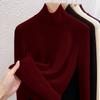 Autumn and winter women's clothing containing wool and silk bottoming shirt women's inner heating fleece warm turtleneck top with fleece and thicker