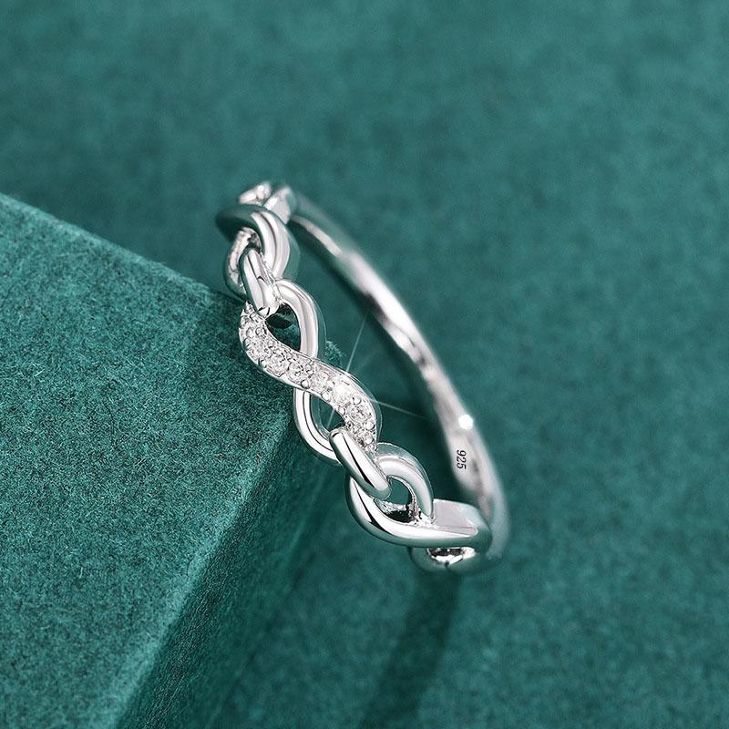 

Simple Female Rings Genuine Sterling Silver 8 Shaped AAA Cubic Zircon Infinity Eternity Rings Female Wedding Gift 10