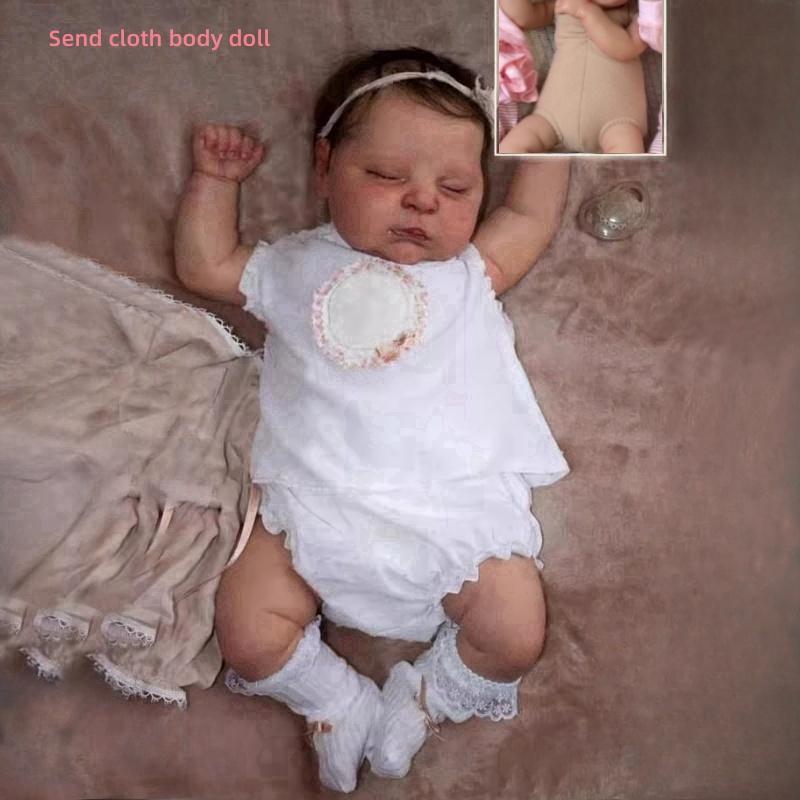 50cm Reborn Doll Peaches Soft Cloth Body and Full Silicone Lifelike Newborn Doll with 3D Multiple Layers Painted Visible Veins Baby Doll Toys for Kids