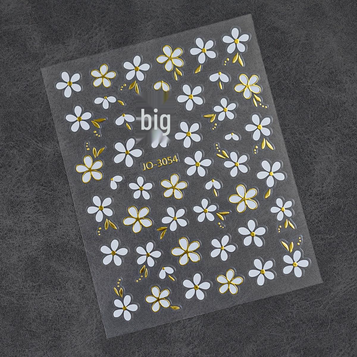 Platinum Gradient Imitation Hand-Painted Flower Nail Stickers with Adhesive
