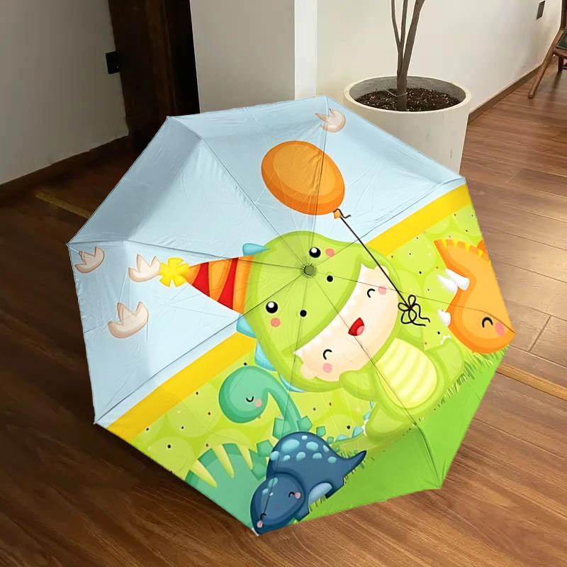 

Dinosaur Party Balloon with Orange Balloon Outdoor Rain Umbrella for Kids,Automatic Open Close,Foldable Design,Iron Frame,Festival Gif
