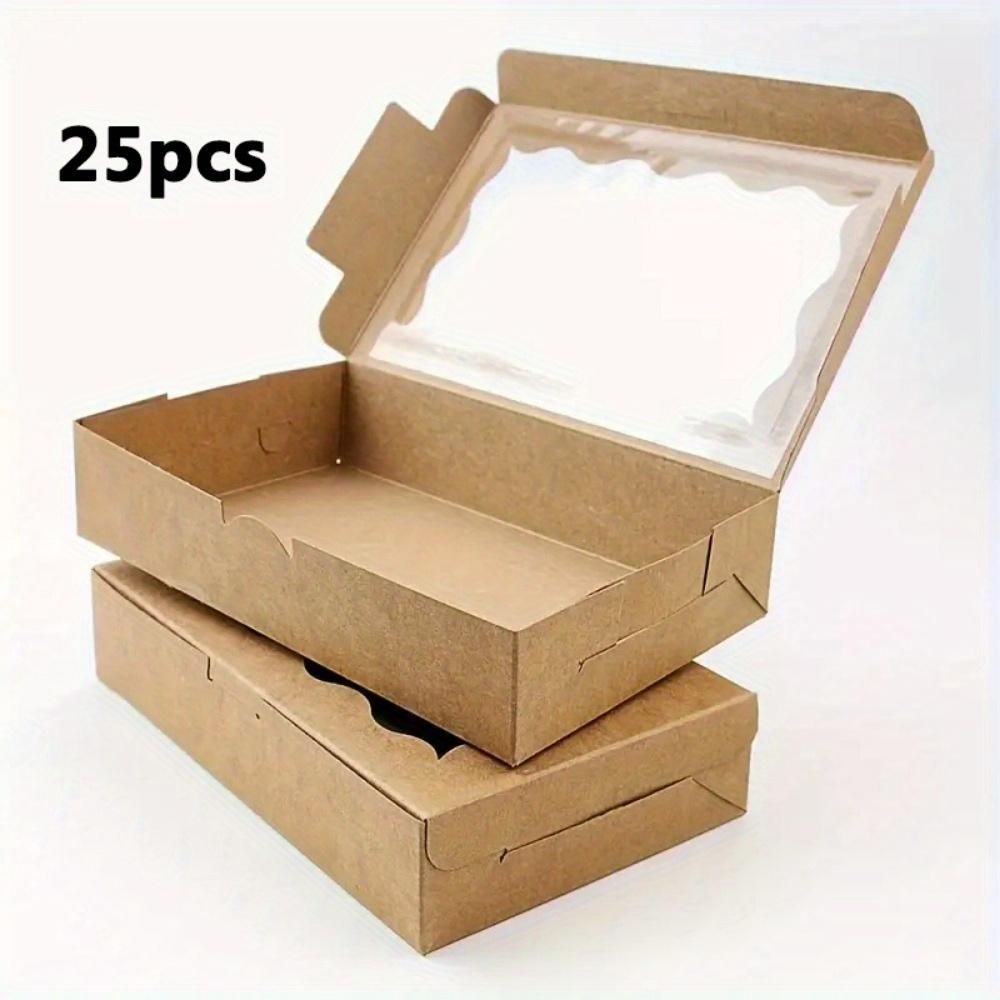 

25 шт. крафт-коробка для печенья с прозрачным окошком для десерта, выпечки, конфет, упаковки, свадебной вечеринки, Рождества, дня рождения, коробки для свадебных украшений 25pcs хаки