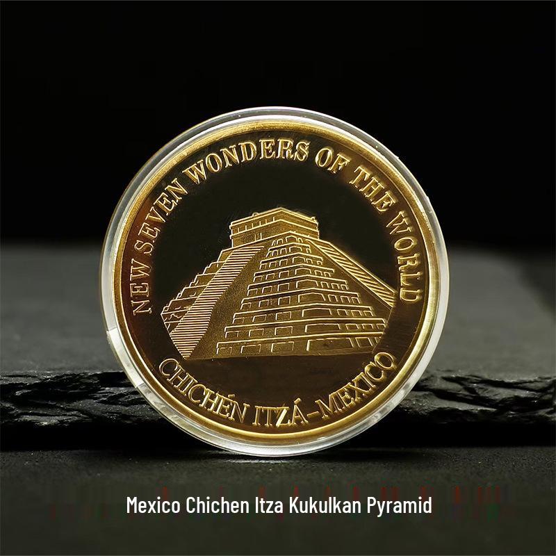 Commemorative Coin: New Seven Wonders - Pyramid, Great Wall, Taj Mahal, Colosseum Medal