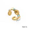 European Ethnic Colorful Stone Open Stainless Steel Drip Oil Turquoise Adjustable Ring