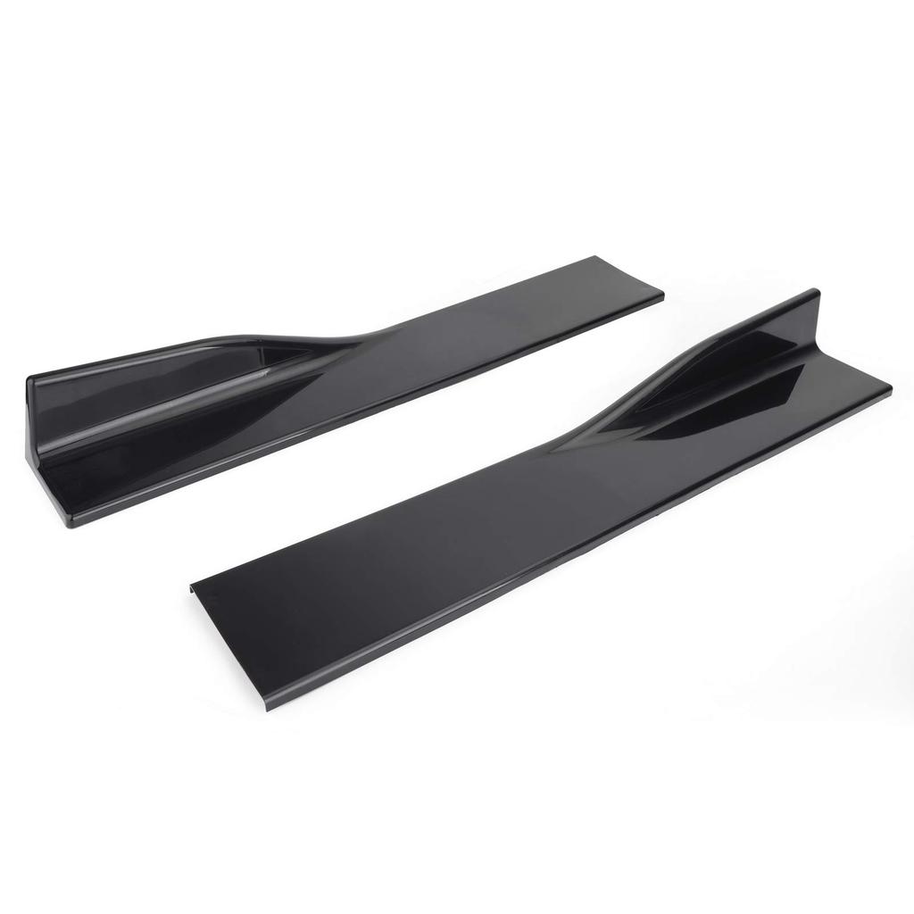 Bruce Shark Universal Side Skirt Rocker Panel Splitter Scratch Gloss Black & 78.7" Extensions, Lips, Polypropylene, Resistant,