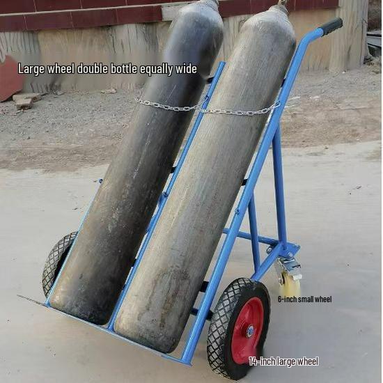 Dual-Bottle Oxygen-Acetylene Trolley: Large-Wheel Silent Foldable Cylinder Truck