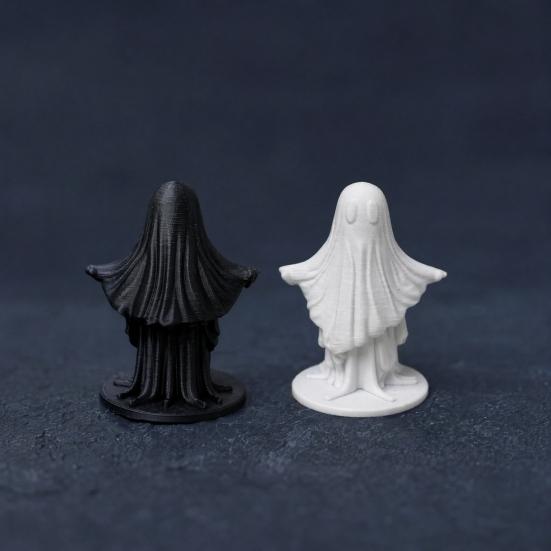 Umbra Studio 3D Printed Cute Ghost Figurine, Minimalist Home Decor, Matte Black & White Dual Colors, Stable Base for Living Room Entryway Halloween