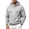 Men’s Heavyweight Fleece-Lined Outdoor Sports Loose-Fit Workwear Plain-Coloured Hooded Sweatshirt for Autumn/Winter