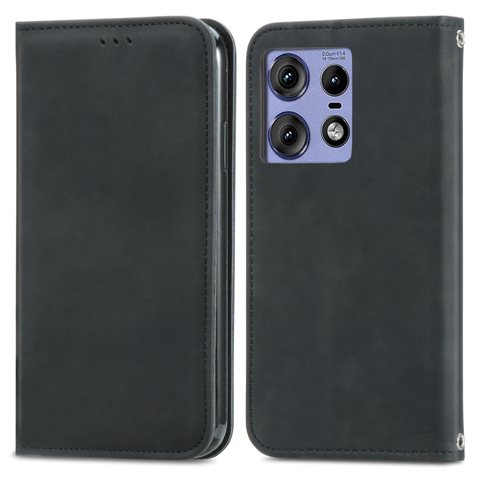 

For Motorola Edge 50 Pro 5G Case PU Leather Card Holder Magnetic Closing Phone Cover Black